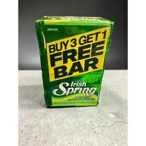 Vintage Irish Spring Soap 4 Pack Bath Size 5oz Bars NOS Buy 3 Get 1 Free